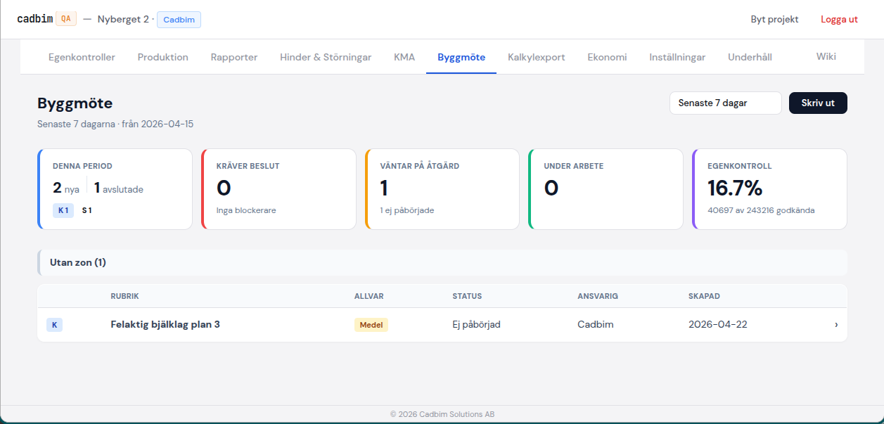 Byggmöte — sammanställning
